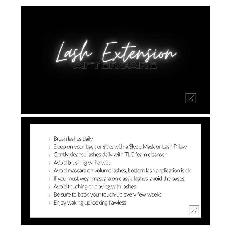 Eyelash Extension Aftercare Cards