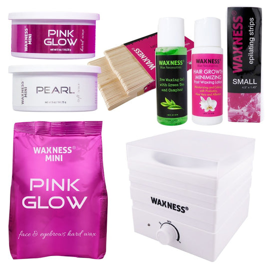 WAXNESS Face / Eyebrows Waxing Kit with Mini W-Cube White