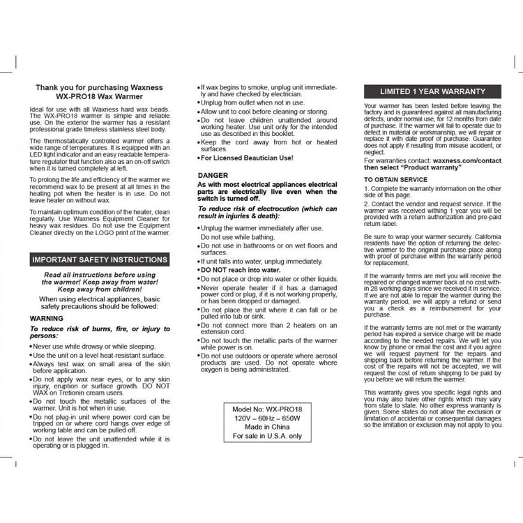 WAXNESS X-LARGE PROFESSIONAL WAX WARMER 18LBS