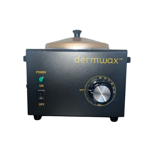 DERMWAX SINGLE 1lb WAX WARMER, BLACK WITH ROSE GOLD LID