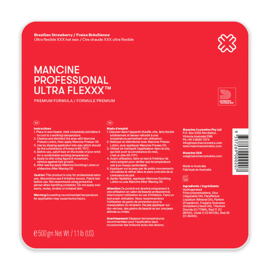 Mancine Hard Wax: Ultra Flexxx Brazilian Strawberry (1.1lbs)