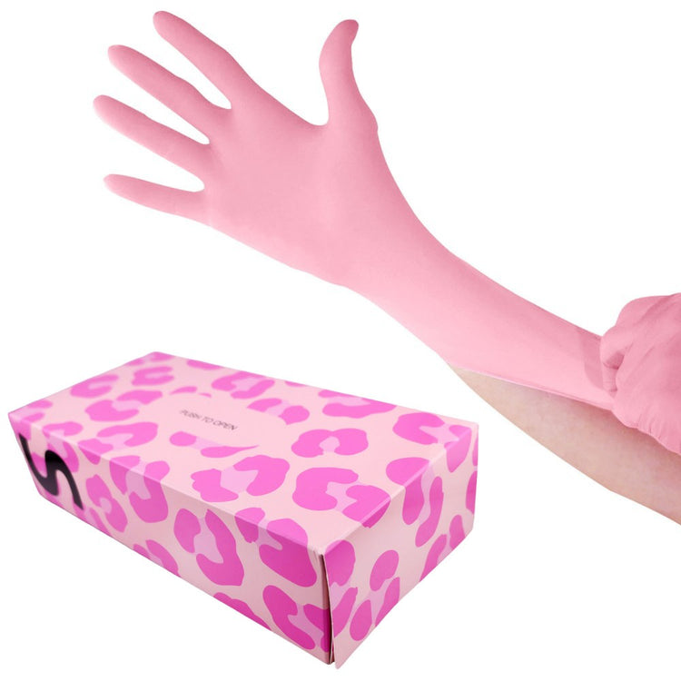 Waxness Cosmetology Nitrile Gloves Pink Wild Luxe 100 pcs per Box