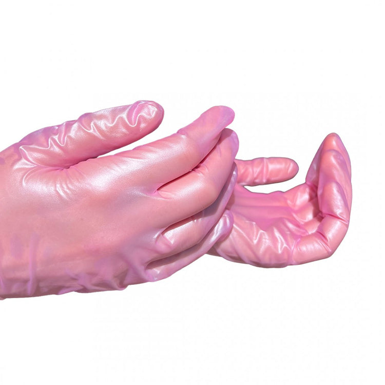 Waxness Cosmetology Nitrile Gloves Shimmery Pink Frost, 100 pcs / box
