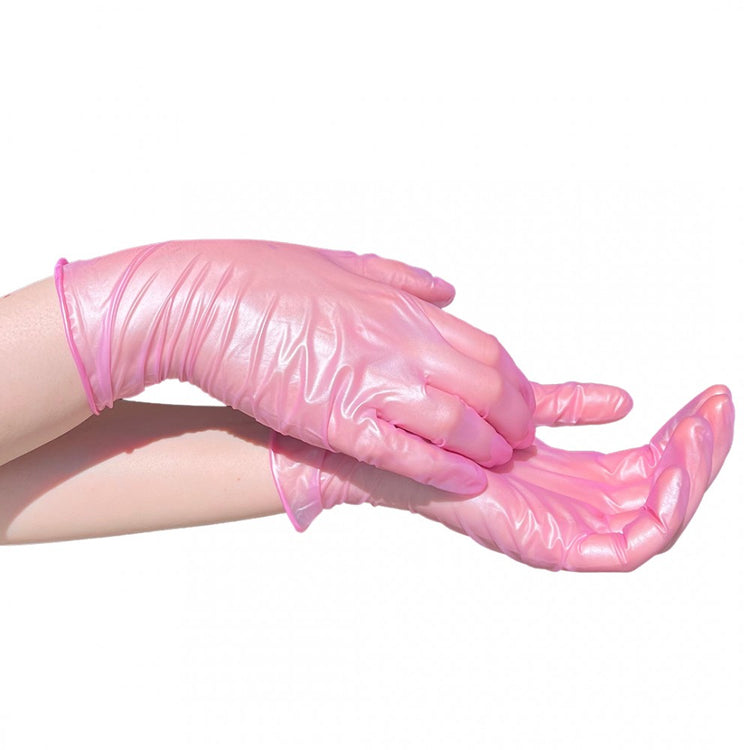 Waxness Cosmetology Nitrile Gloves Shimmery Pink Frost, 100 pcs / box
