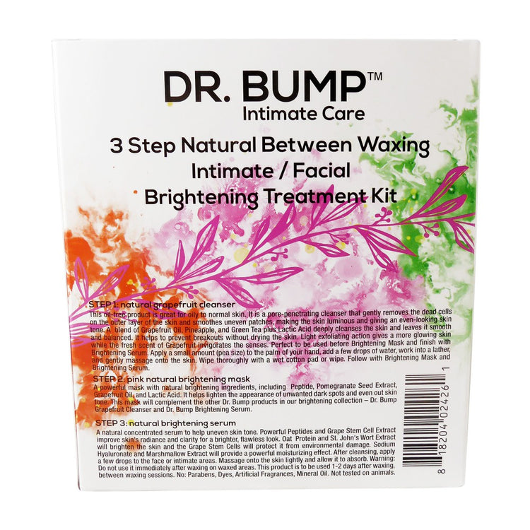 Waxness Dr. Bump 3 Step Natural Between Waxing Intimate / Facial Brightening Treatment Kit 3 X 4 fl oz / 118 ml