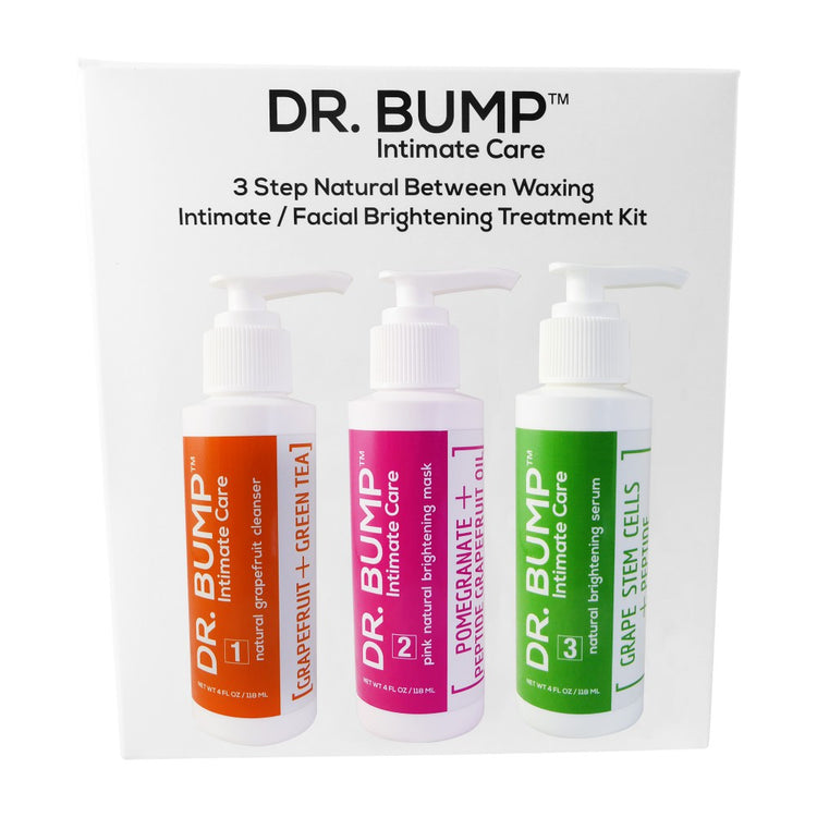 Waxness Dr. Bump 3 Step Natural Between Waxing Intimate / Facial Brightening Treatment Kit 3 X 4 fl oz / 118 ml