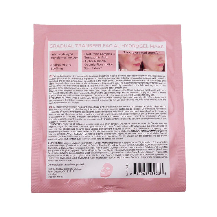 Waxness KAZ Gradual Transfer Facial Hydrogel Mask 1.05 oz / 30 g 4 Pack