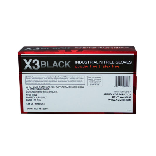 AMMEX BX3 Black Nitrile Industrial Latex Free Disposable Gloves
